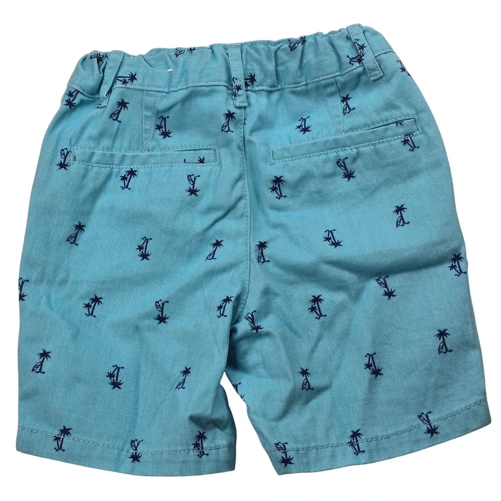 Boys‎ Light Blue Palm Tree Sailboat Embroidered Summer Chino Shorts